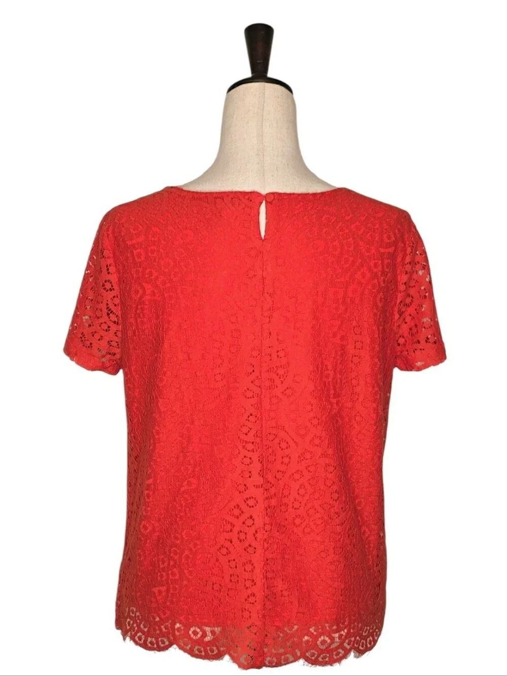 J. Crew Red Lace Short-Sleeve Blouse Size 8